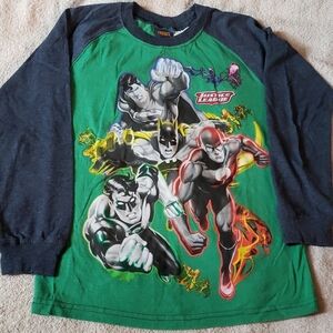 DC Comics Justice League Green and Navy Long Sleeve Tee